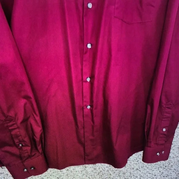 Men's Burgundy Dress Shirt - Picture 5 of 7
